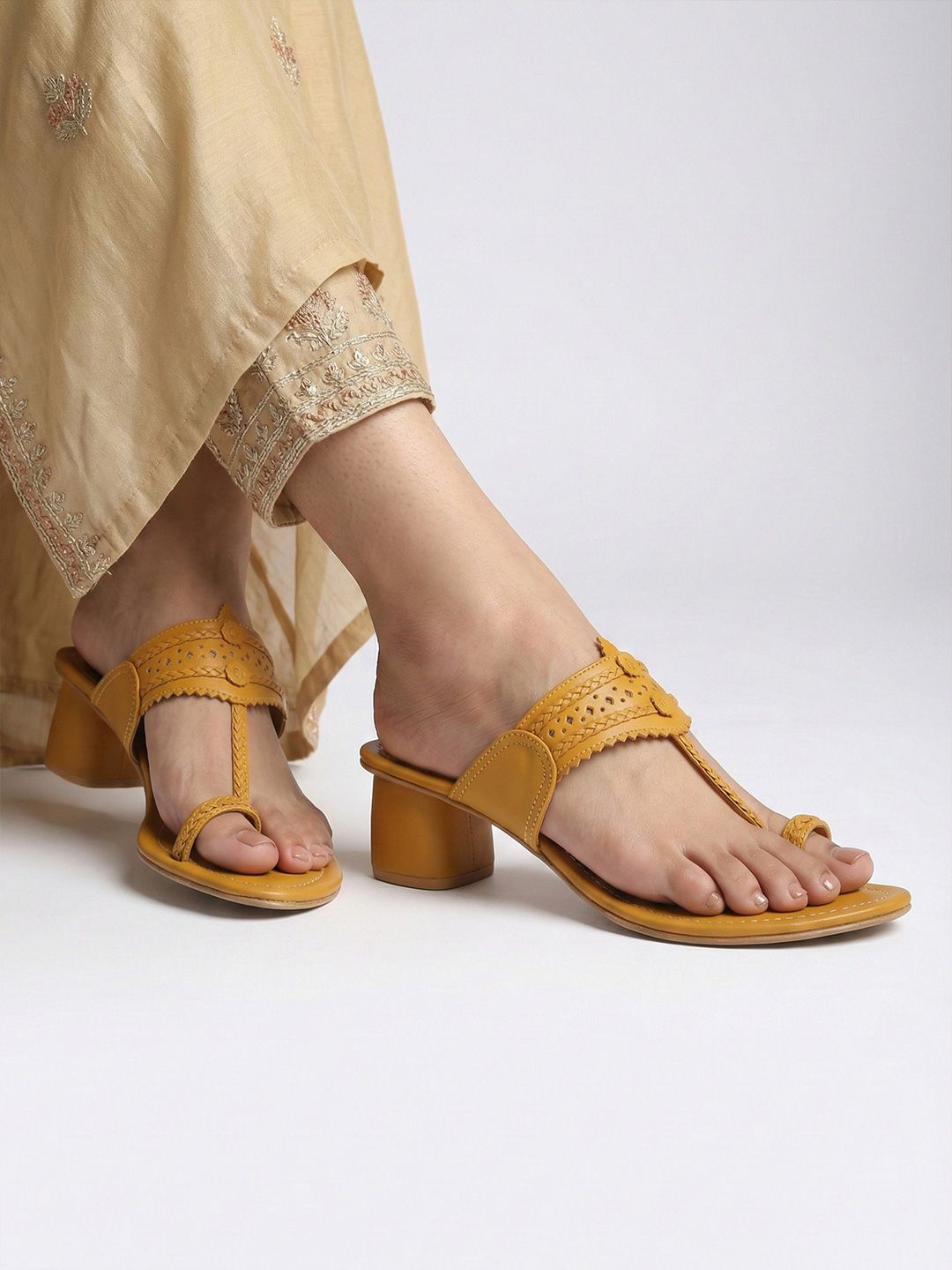 CHAAL CHALAN Alyani Mustard Kolhapuri Heels