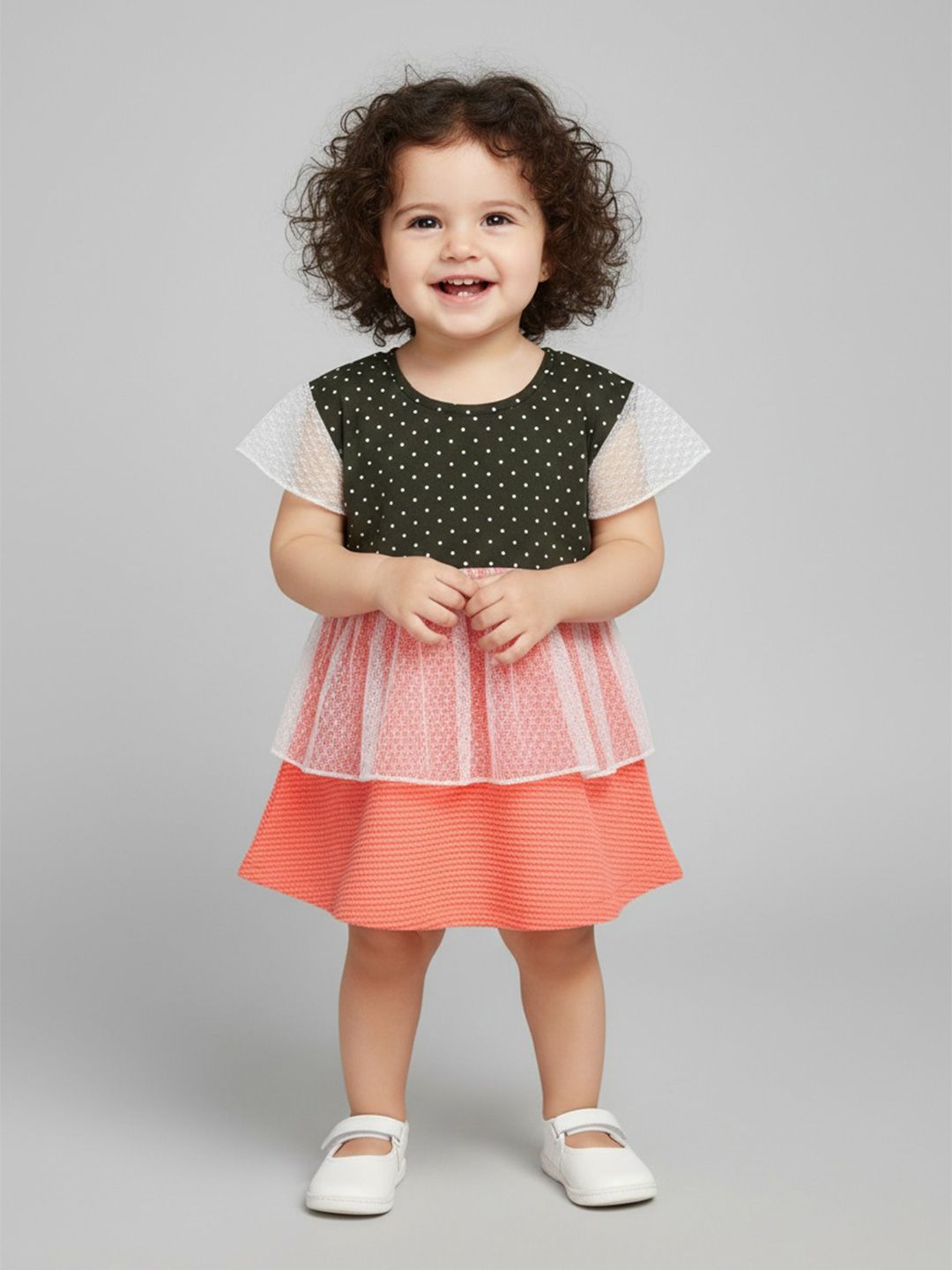 Zaahii Colourblocked Round Neck Short Cap Sleeves Knee Length Fit & Flare Dress