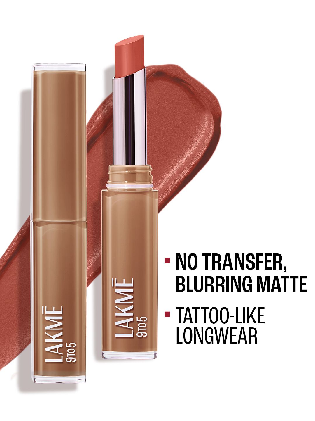 Lakme 9to5 Lip Tattoo Transferproof Matte Slim Stick - Chai Time MB18