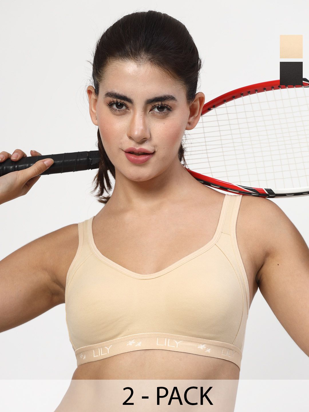 LILY Strops555 Pack of 2 Non Padded Seamless Non Padded Sports Bra