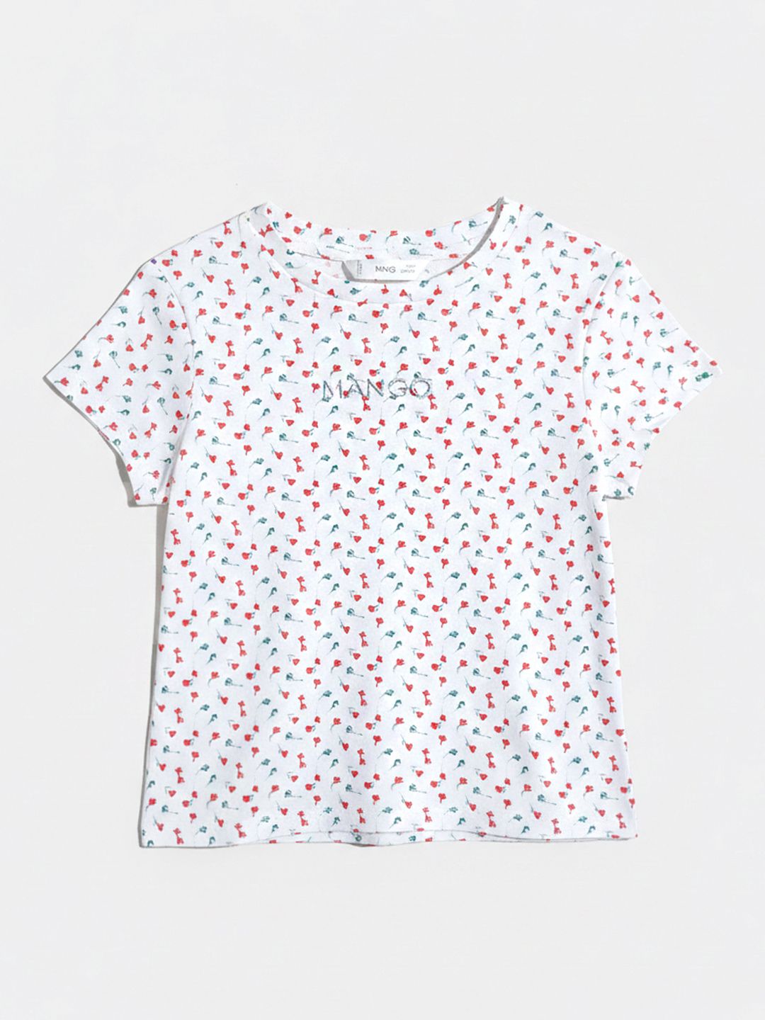 Mango Kids Girls Floral Printed Pure Cotton T-shirt