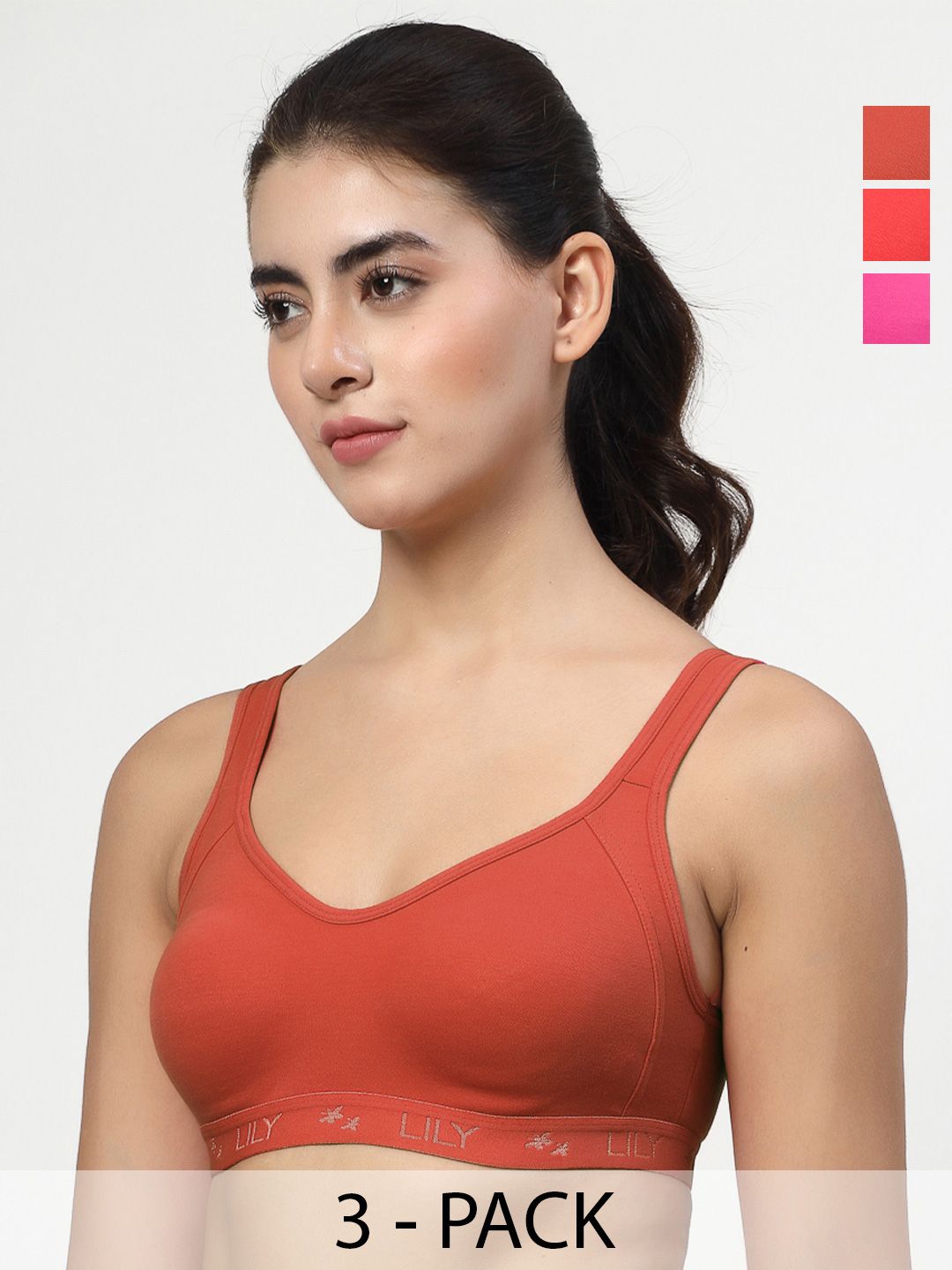 LILY Pack Of 3 Full Coverage Workout Bra