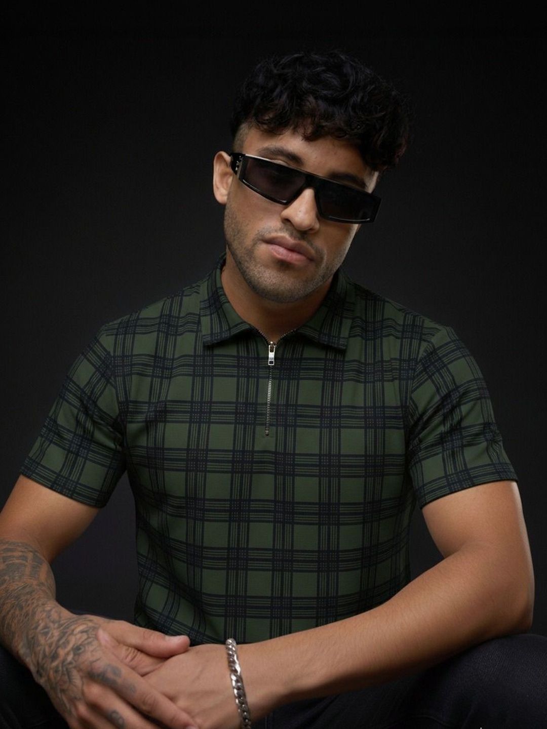 Mobox Men Checked Polo Collar T-shirt
