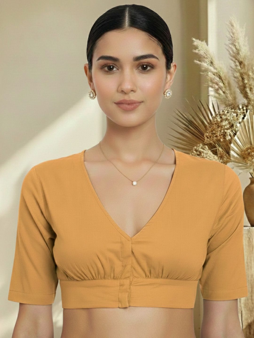 Thevasa V Neck Pleat Saree Blouse