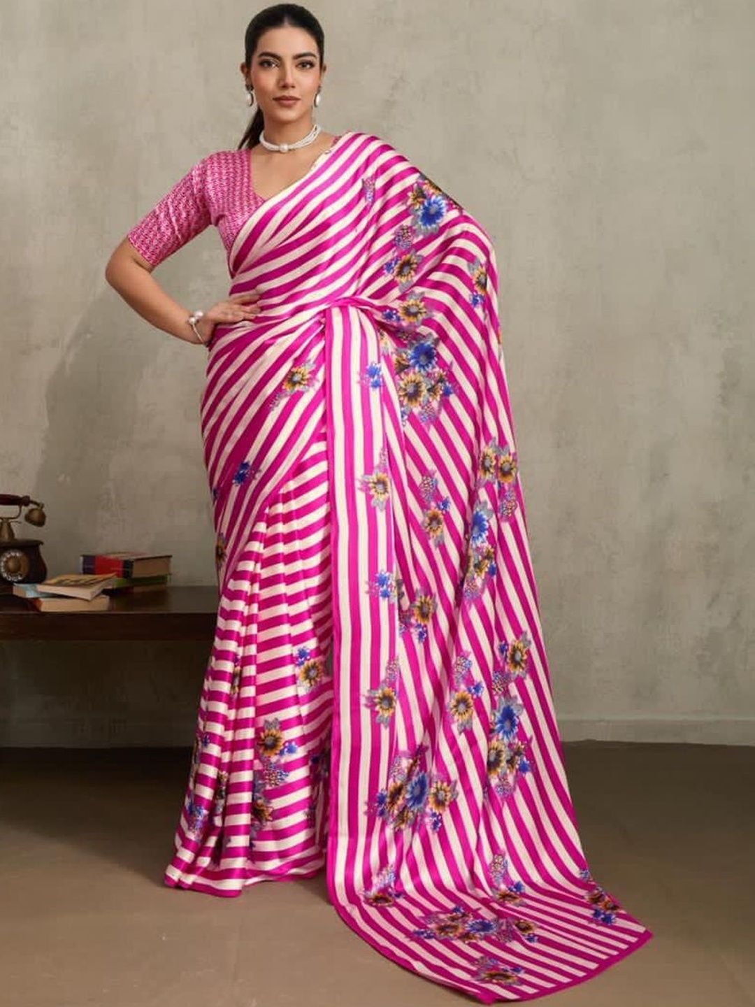 Stylum Striped Satin Designer Saree