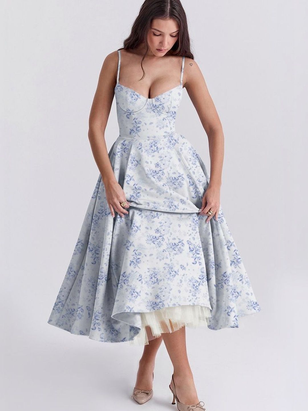 LULU & SKY Floral Print Fit & Flare Midi Dress