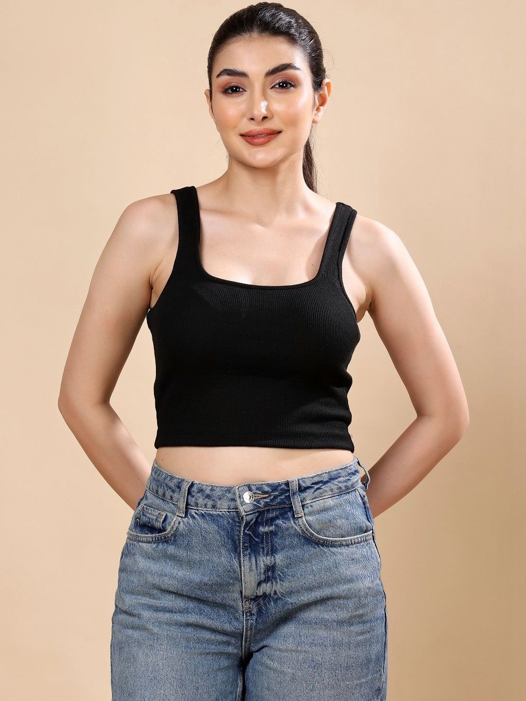 Moda Rapido Pack Of 2 Ribbed Crop Tank Top