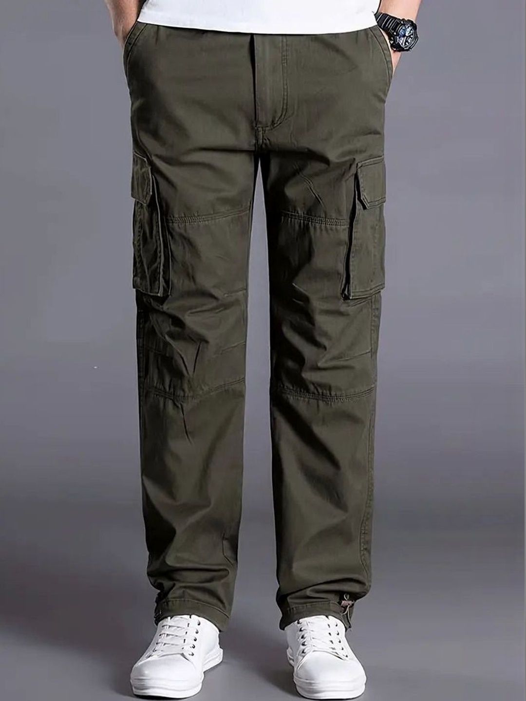 VOGAAN Men Relaxed Loose Fit Cargos Trousers