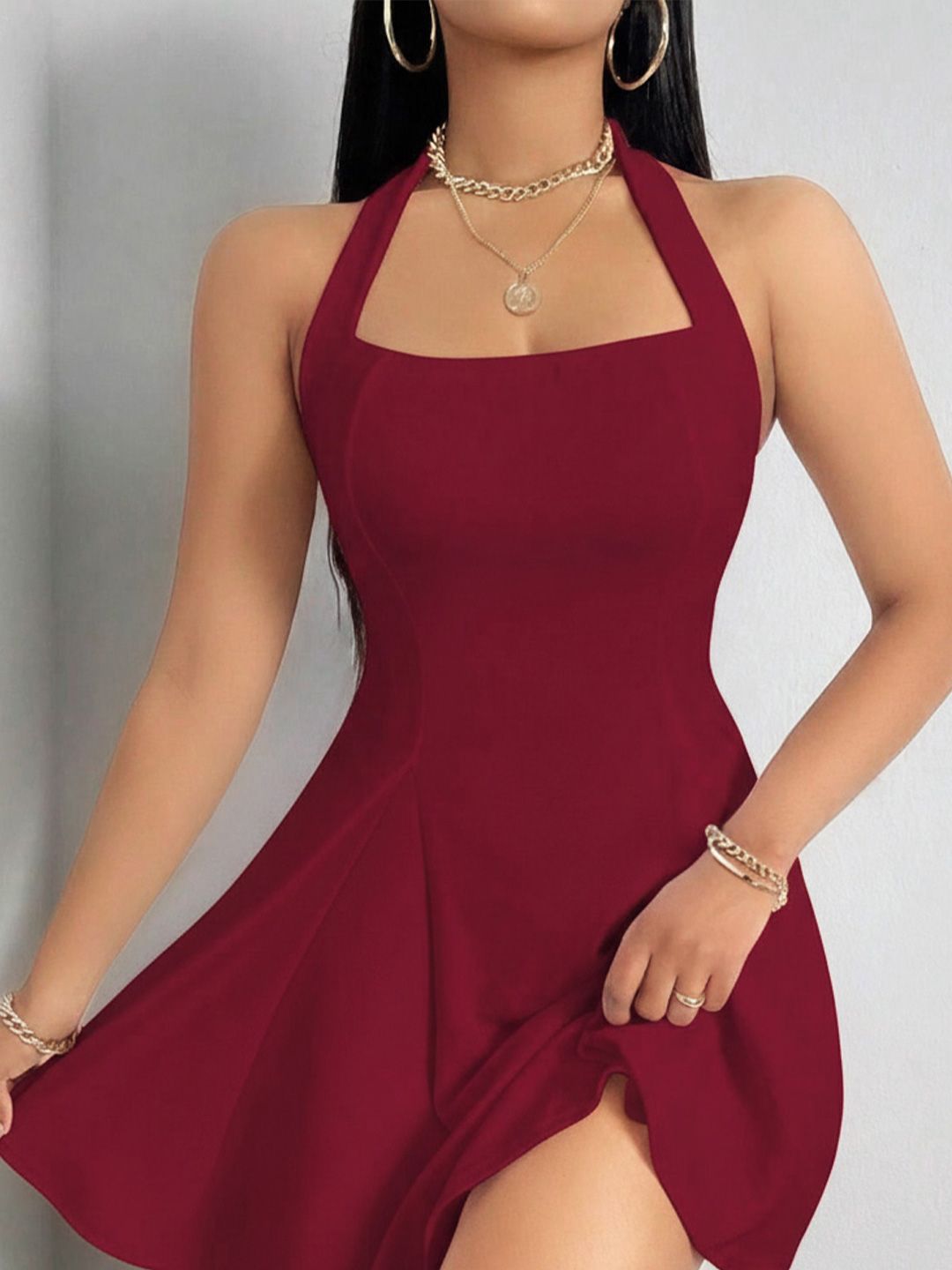 Halter Neck Fit & Flare Mini Dress 2
