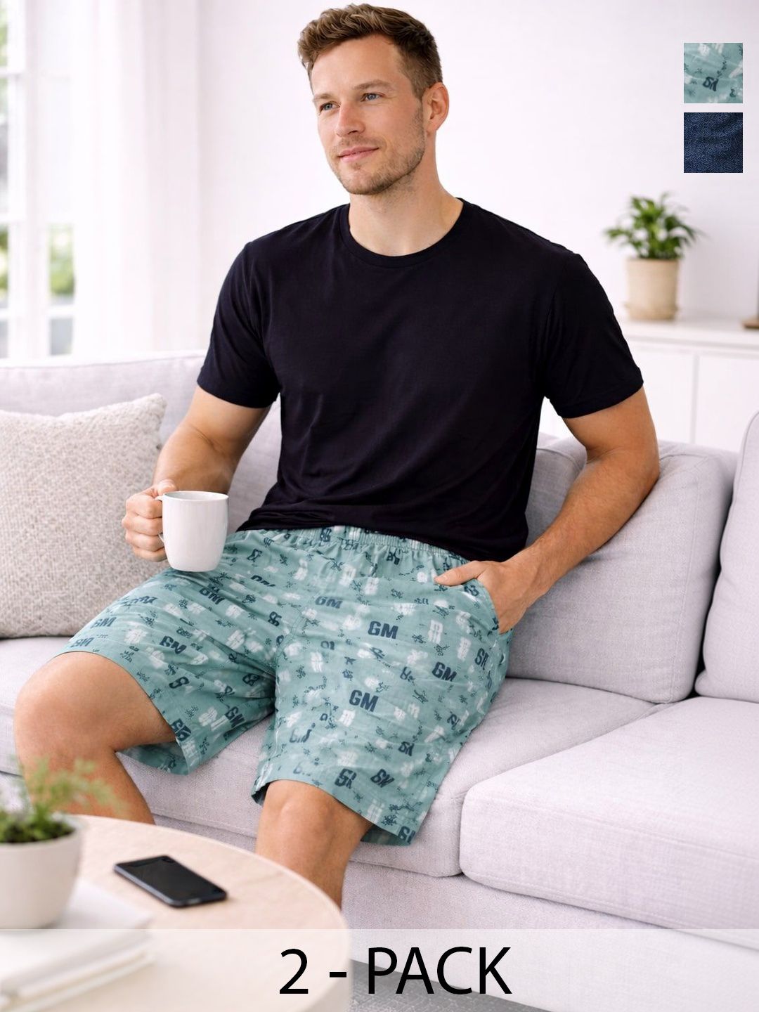 Buy Mast & Harbour Pack Of 2 Printed Cotton Mid Rise Boxers -  - Apparel for Men