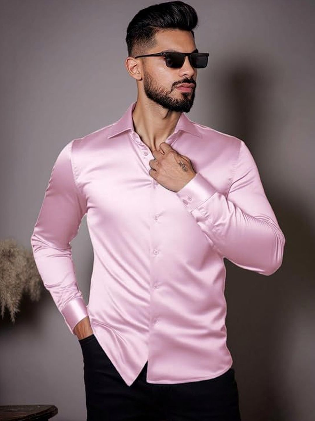 INDOPRIMO Men Pink Satin Casual Shirt