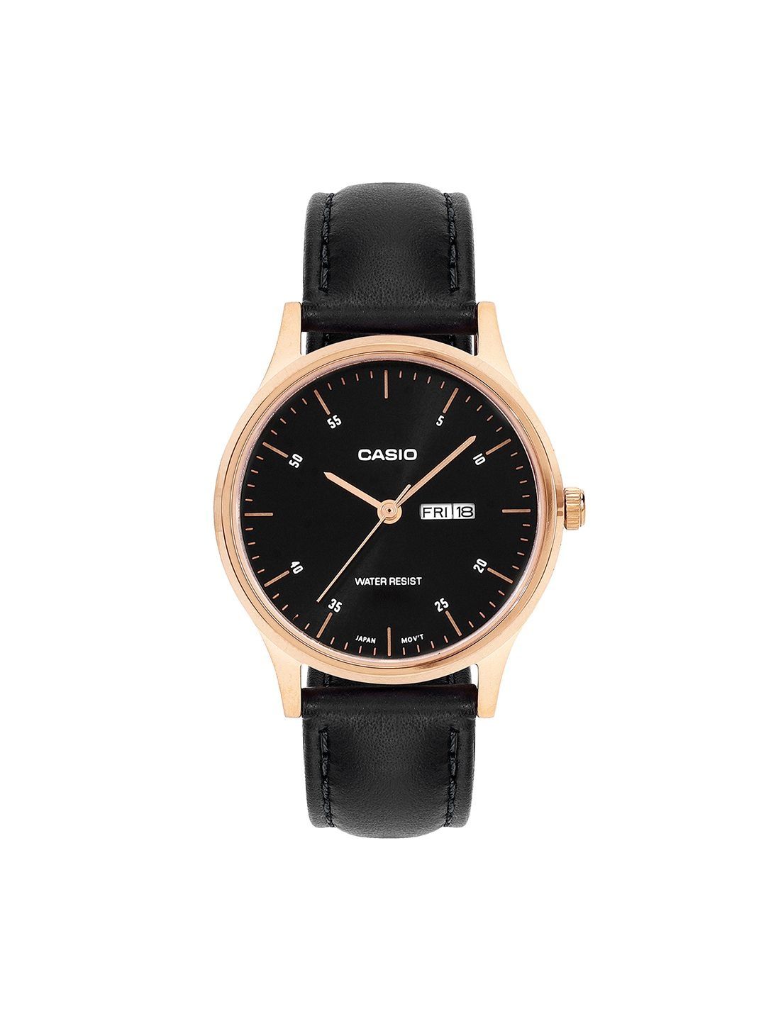CASIO Women Brass Dial & Leather Bracelet Style Straps Analogue Watch A2510