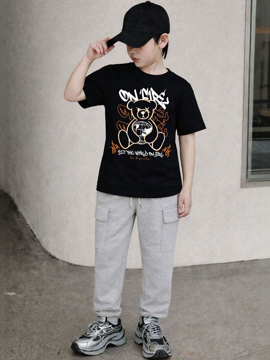 LITWAY Boys Printed T-shirt With Trackpant