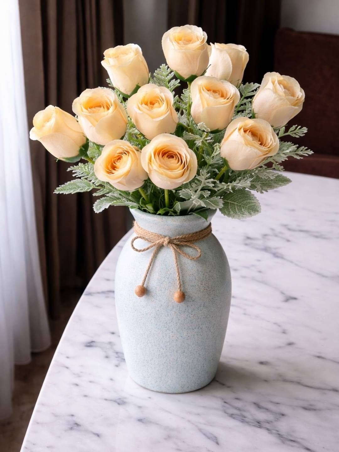 Peach Artificial Rose Flowers Bouquet Bunch  13 In