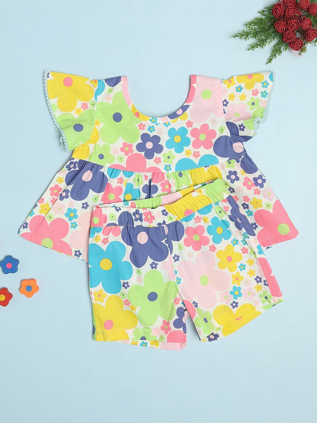 V-Mart Girls Printed Top with Shorts