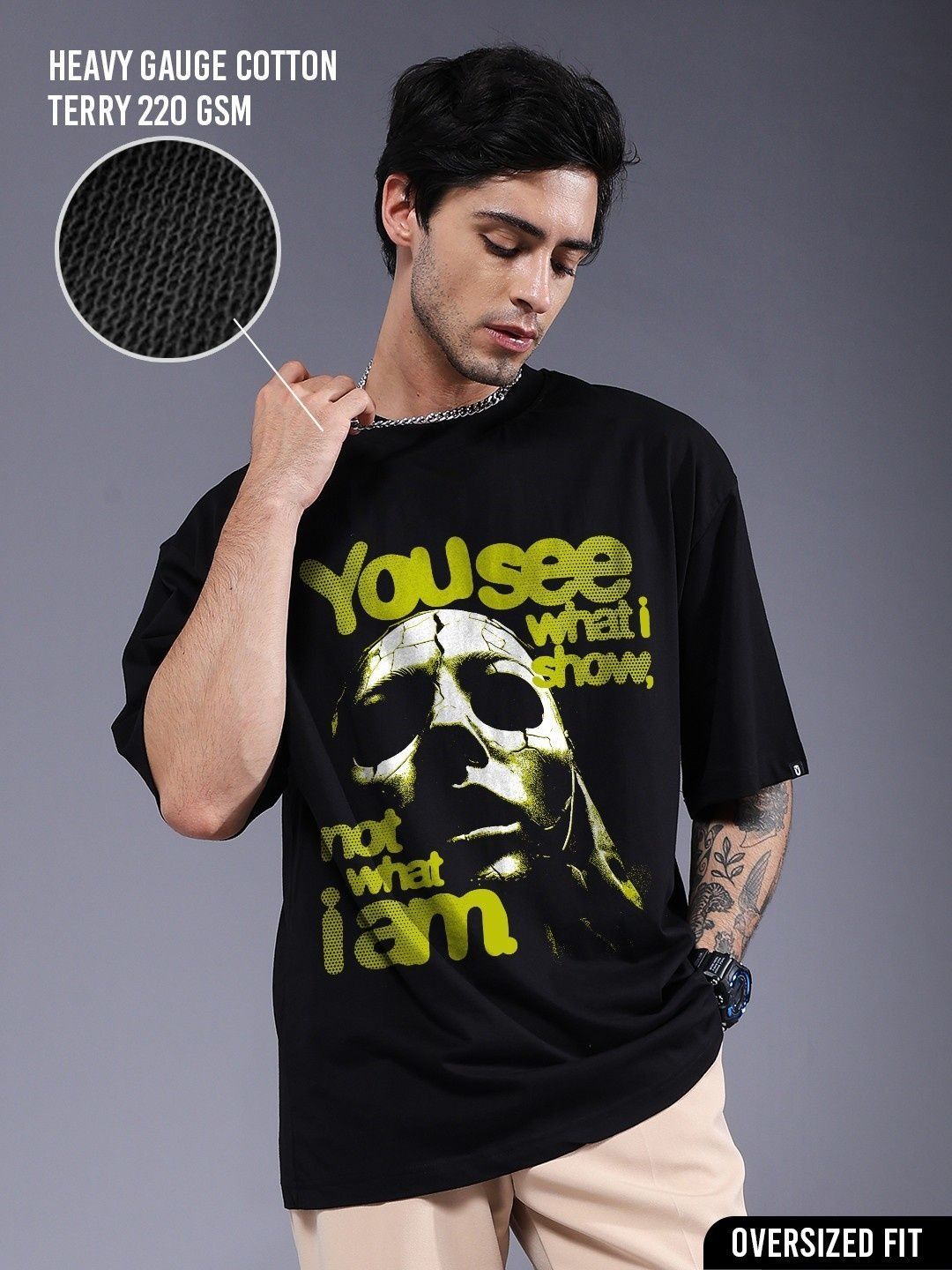 PRONK Men Oversized Graphic Printed T-shirt