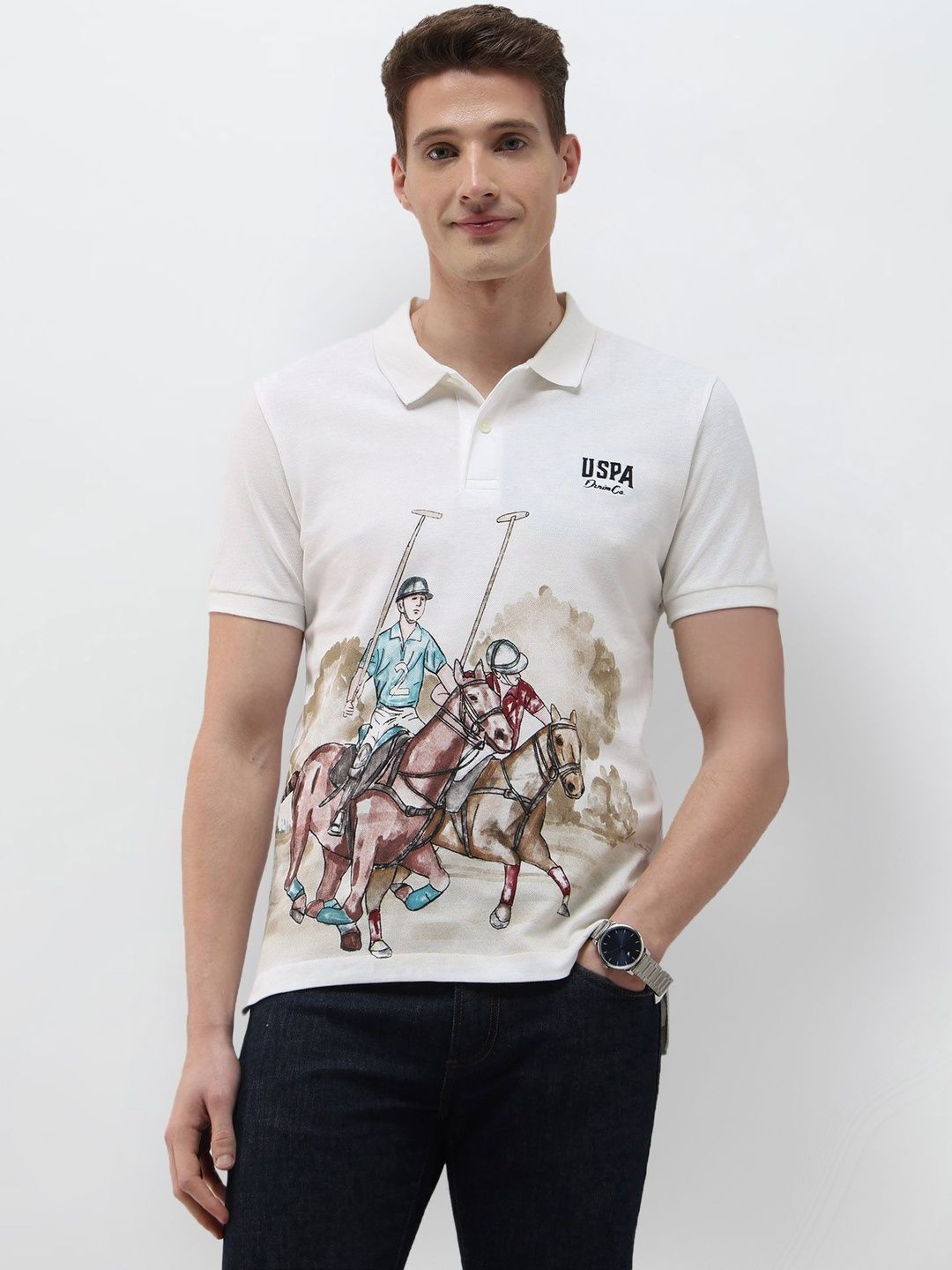 U.S. Polo Assn. Denim Co. Men Printed Polo Collar T-shirt