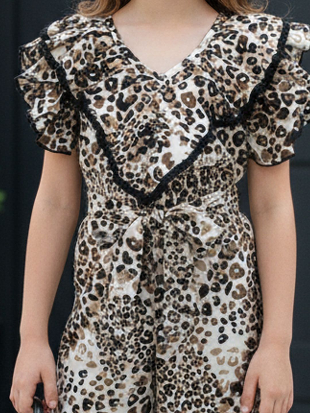 Girls Printed Basic Jumpsuit with Ruffles 4