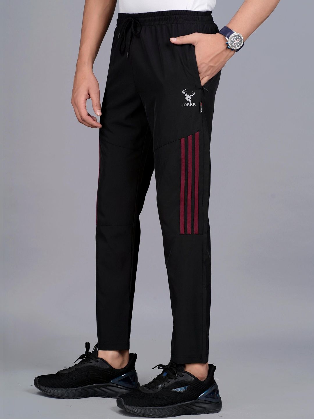JORKK Men Striped Mid-Rise Track Pants