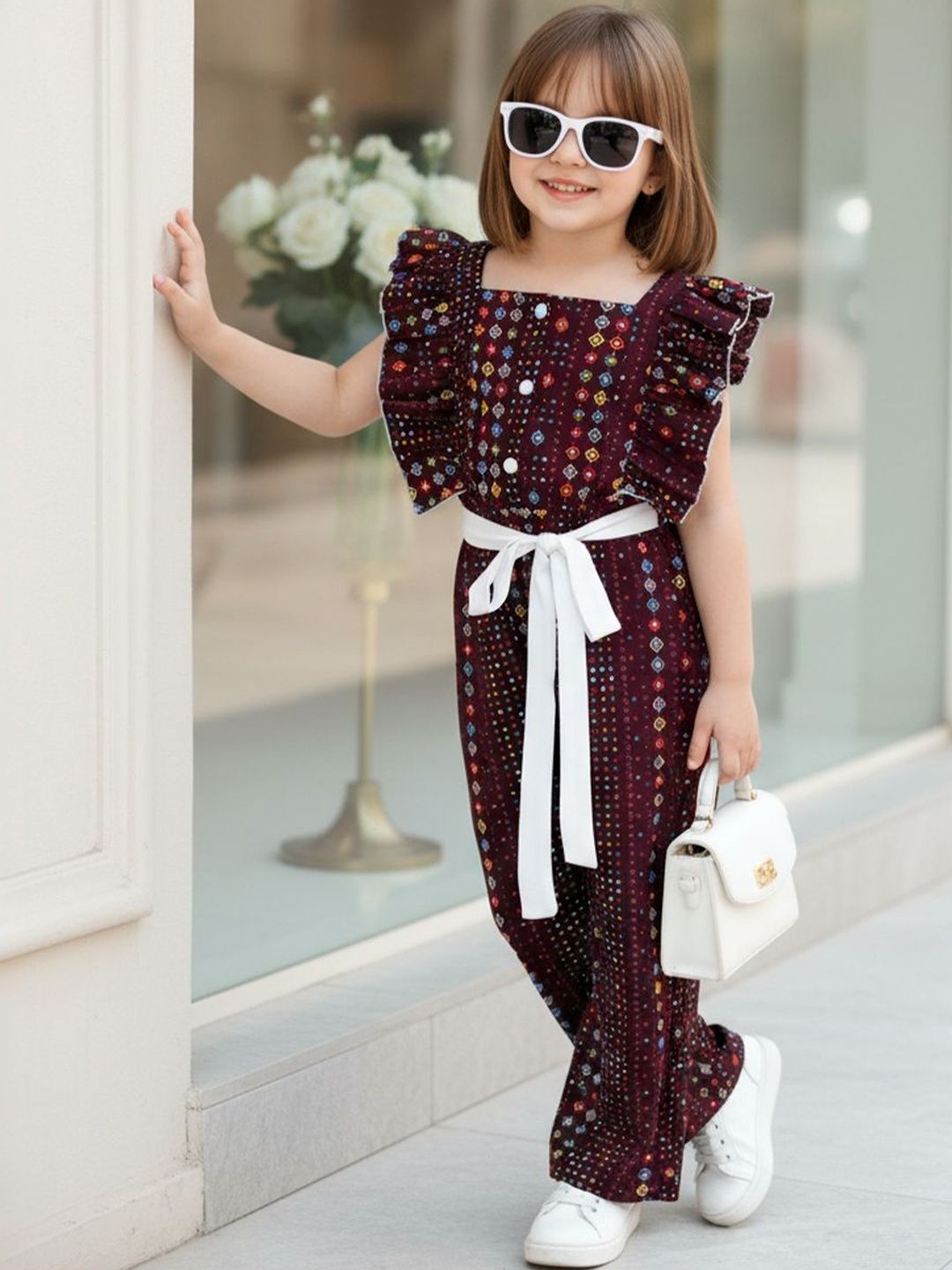 Girls Printed Basic Jumpsuit