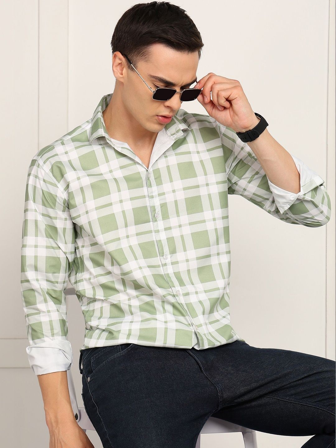 SRGI Men Regular Fit Tartan Checked Casual Shirt
