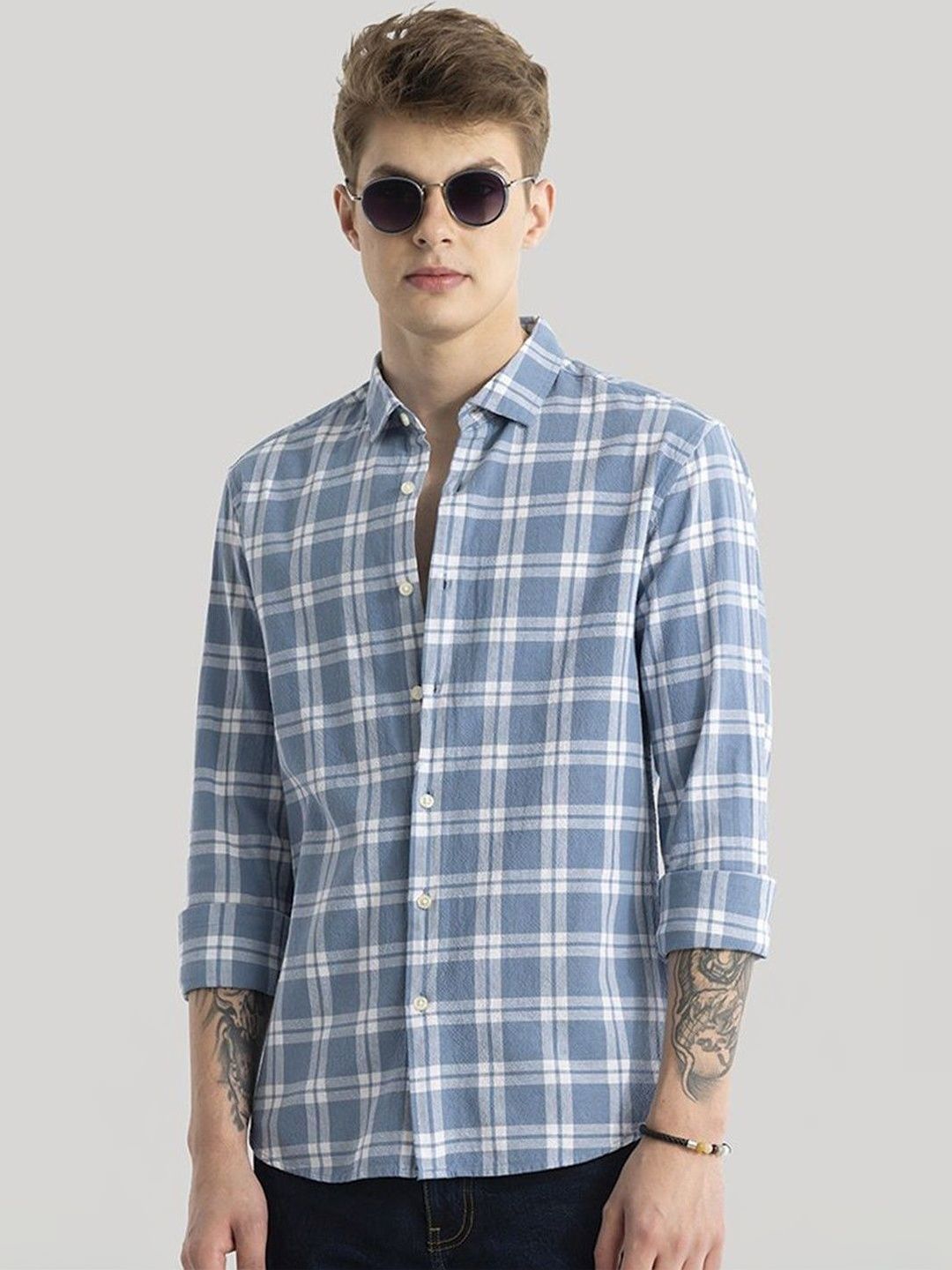 SRGI Men Comfort Slim Fit Checked Casual Shirt