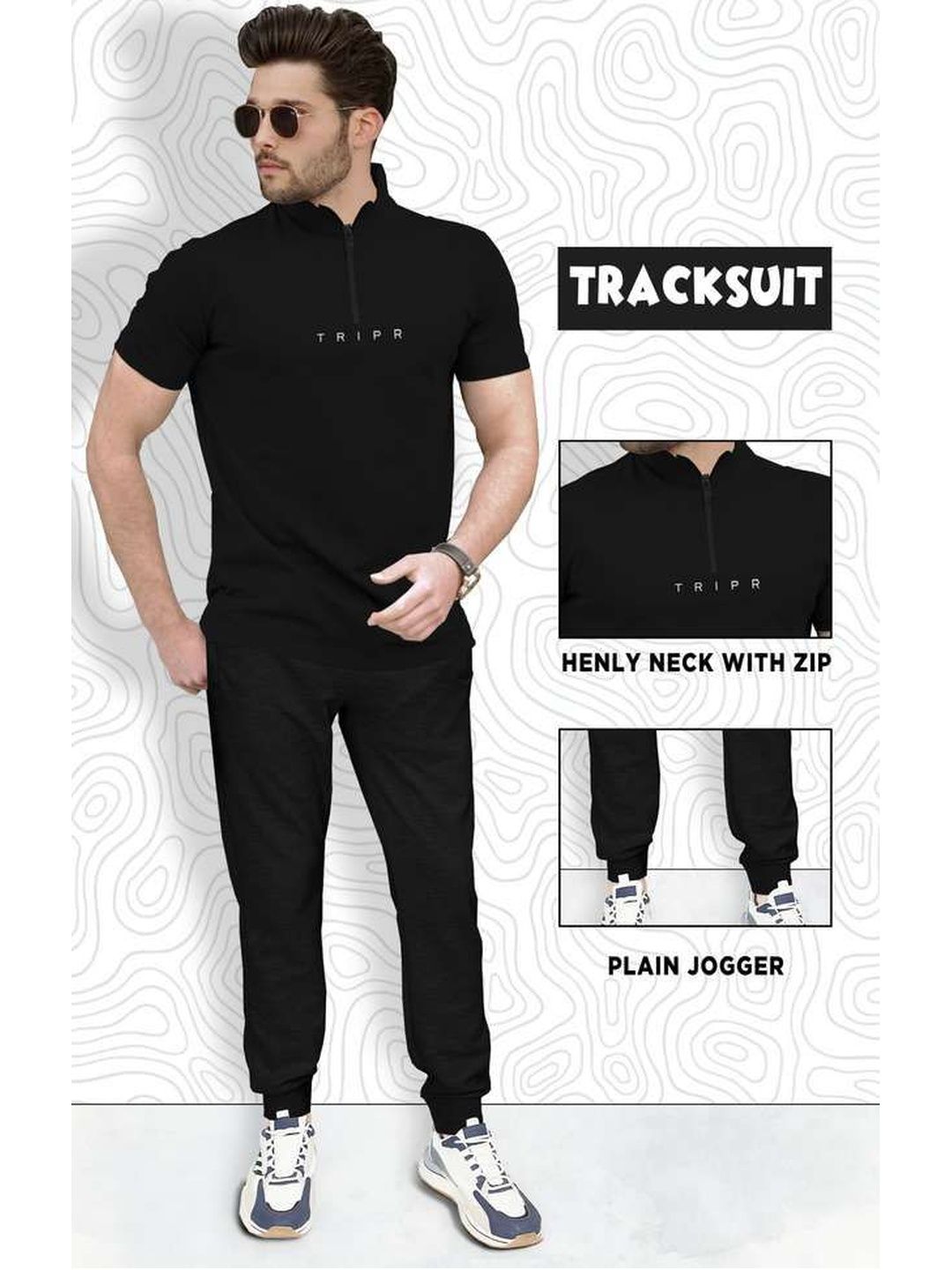Buy TRIPR Henly Neck T Shirt With Joggers Co Ords -  - Apparel for Men