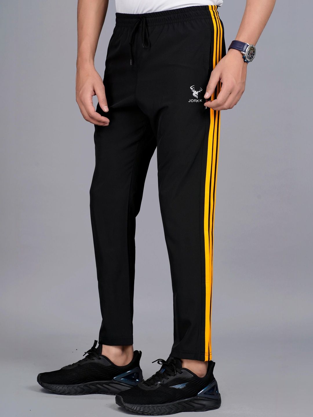 JORKK Men Regular Fit Striped Dry Fit Training Track Pants