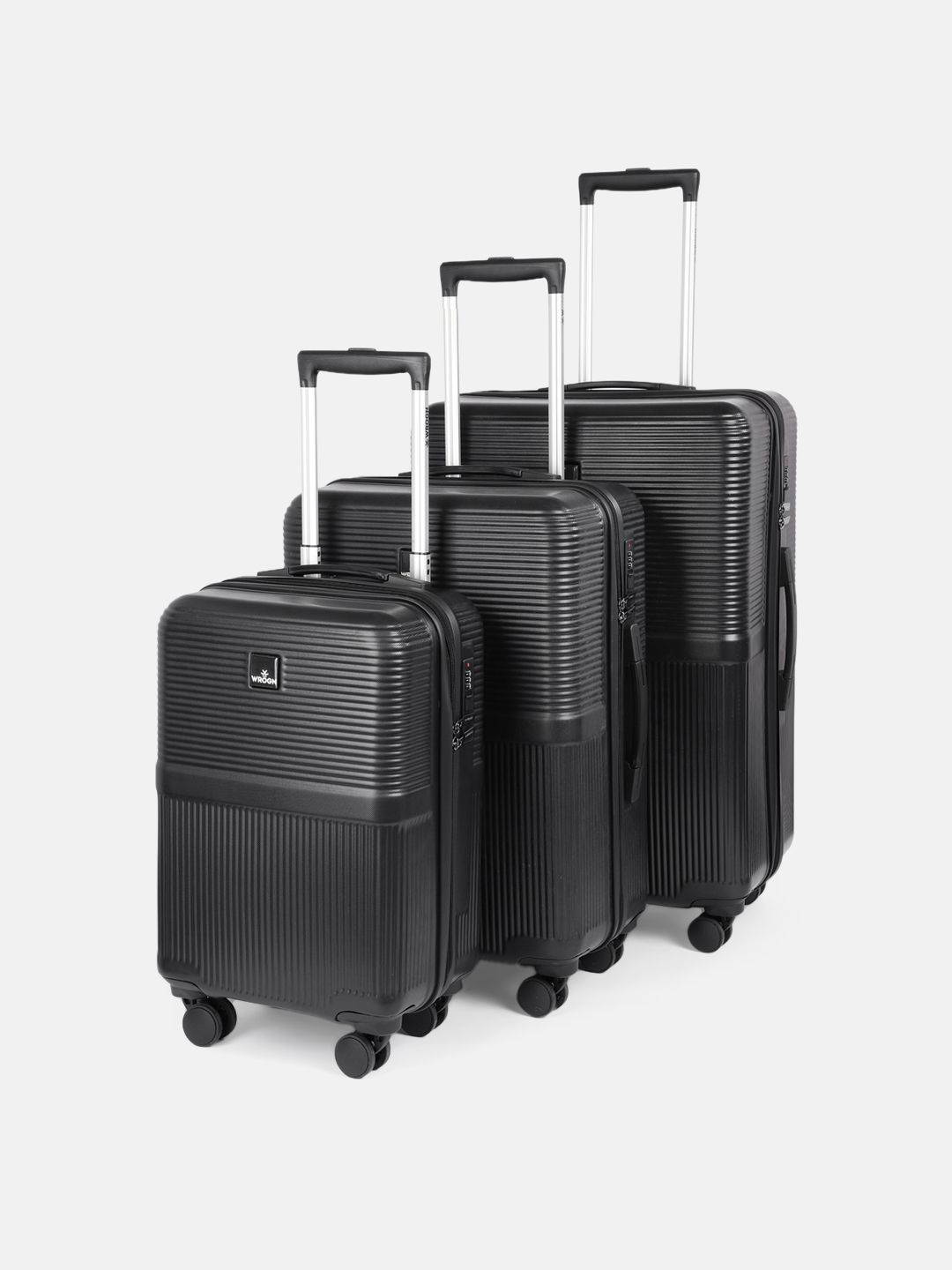 WROGN Set Of 3 Textured Hard Suitcase Trolley Bags- 151L