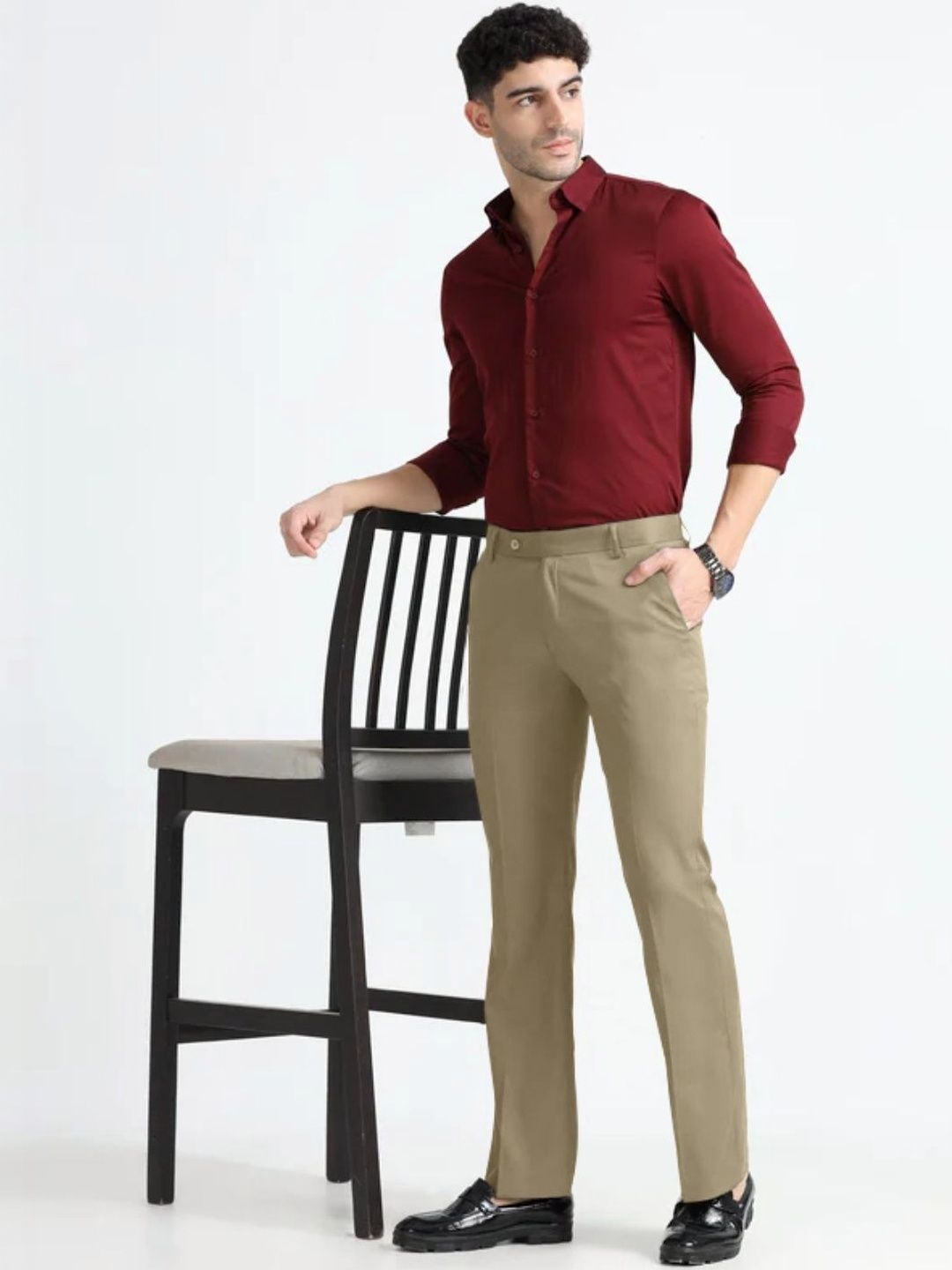 LERIYA FASHION Men Smart Slim Fit Easy Wash Trousers