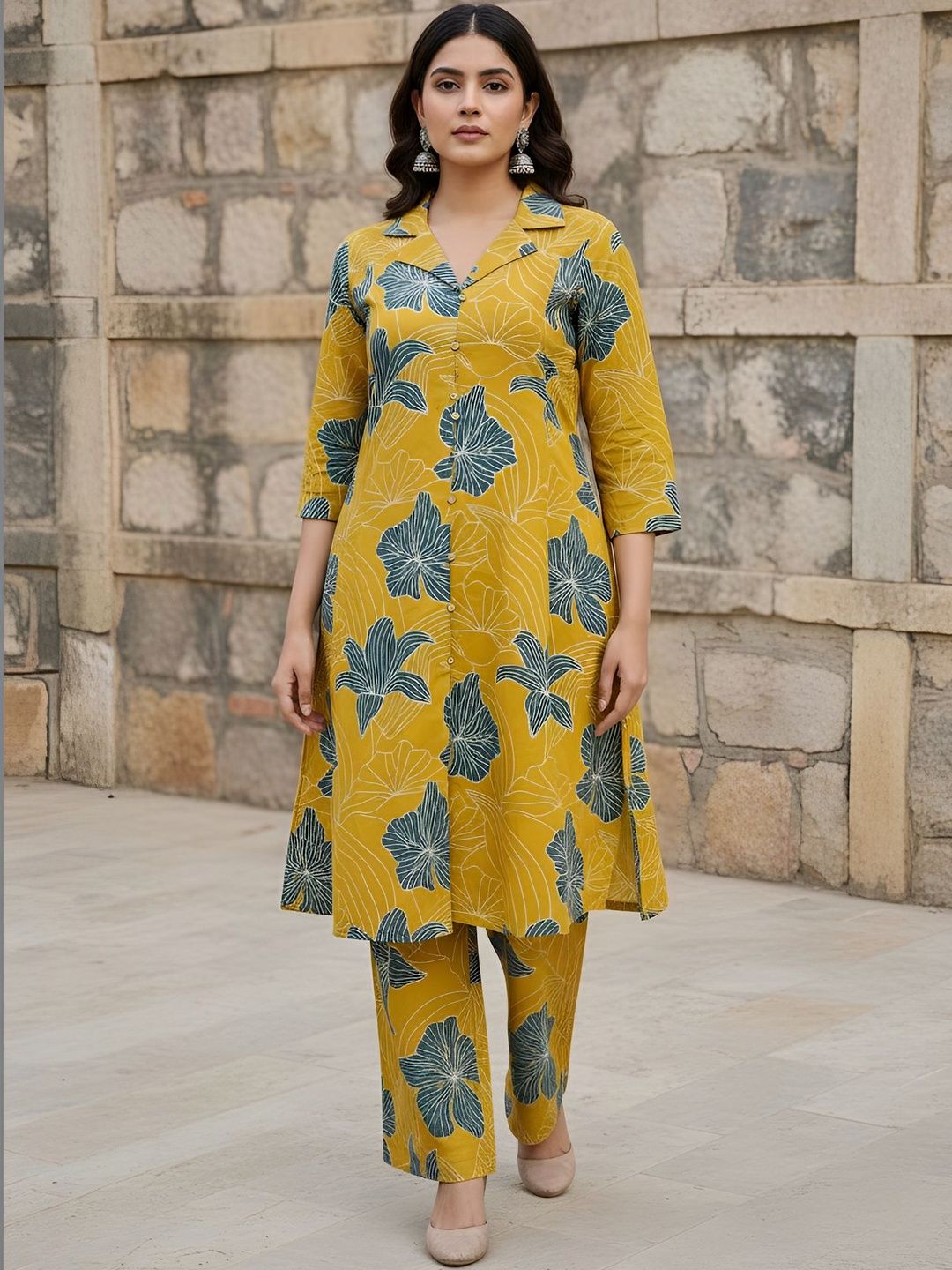 Buy Nayo Floral Cotton Printed Tunic With Trousers -  - Apparel for Women