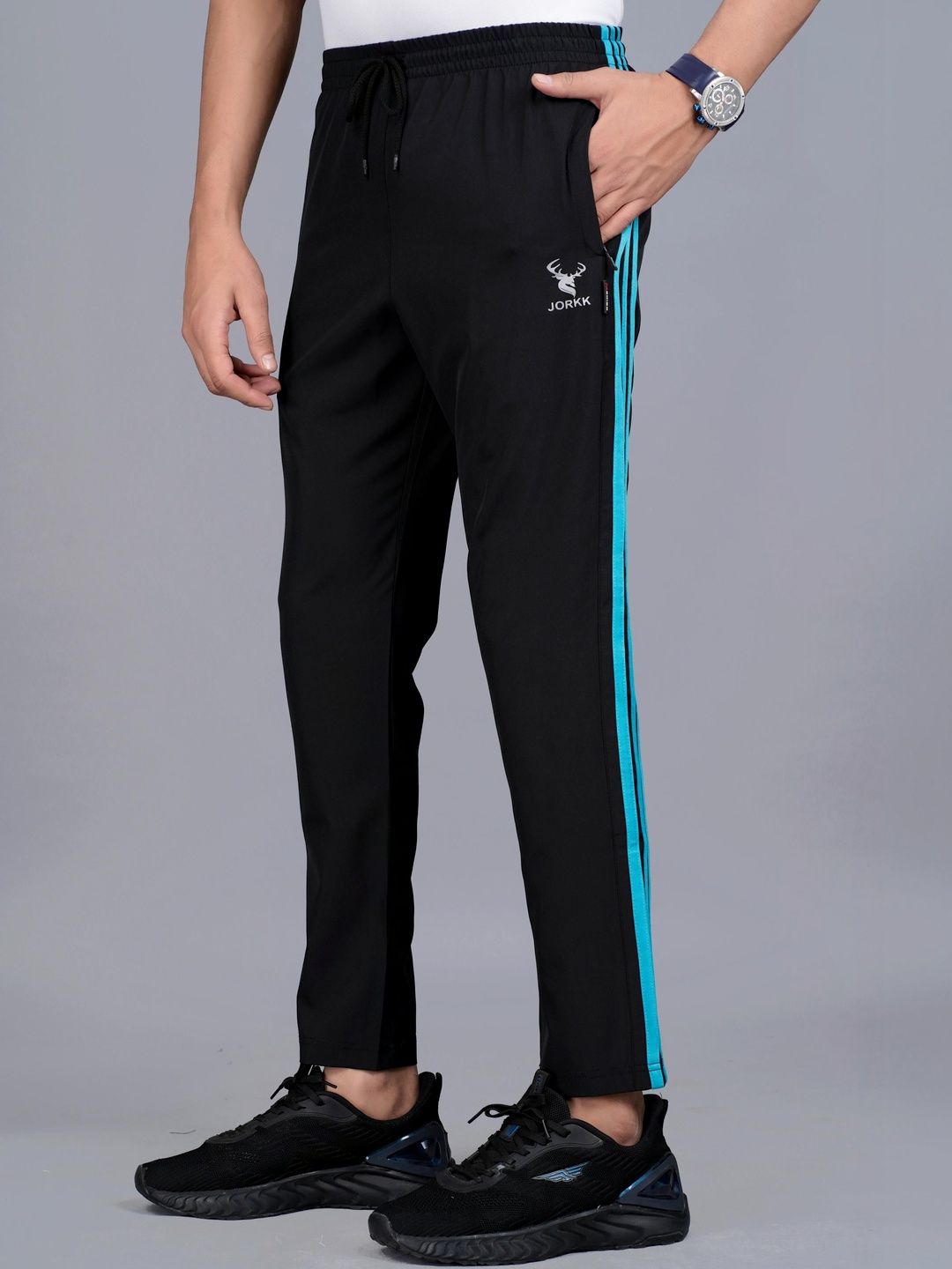 JORKK Men Regular Fit Striped Training Track Pants
