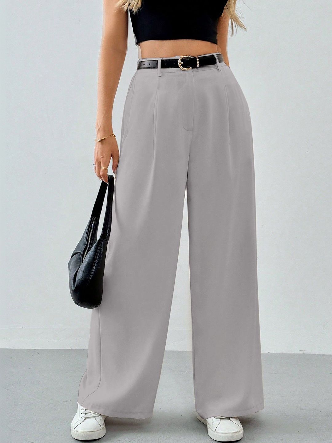 MULVARI Women High-Rise Pleated Trousers
