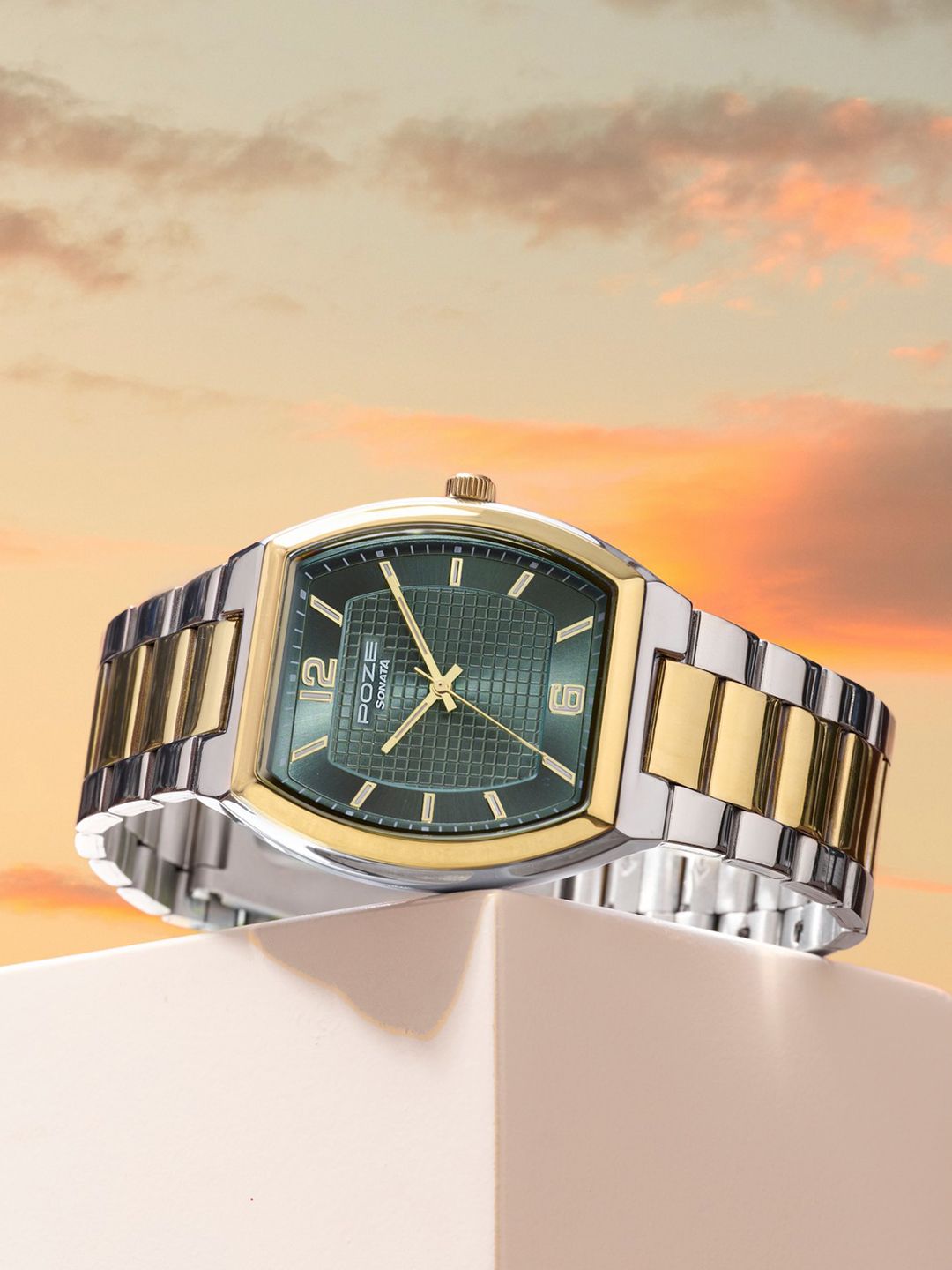 Buy Sonata Men Poze 8 Quartz Analog Green Dial Watch   SP70106BM01W -  - Accessories for Men