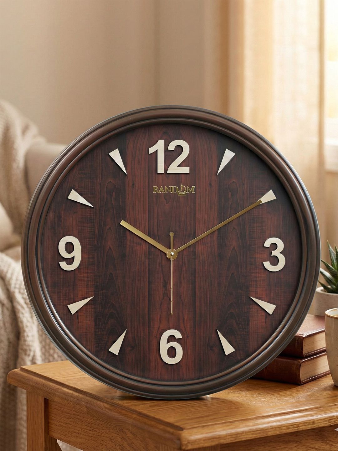Buy RANDOM Brown & Off White Round Shape Contemporary Analouge Wall Clock -  - Home for Unisex