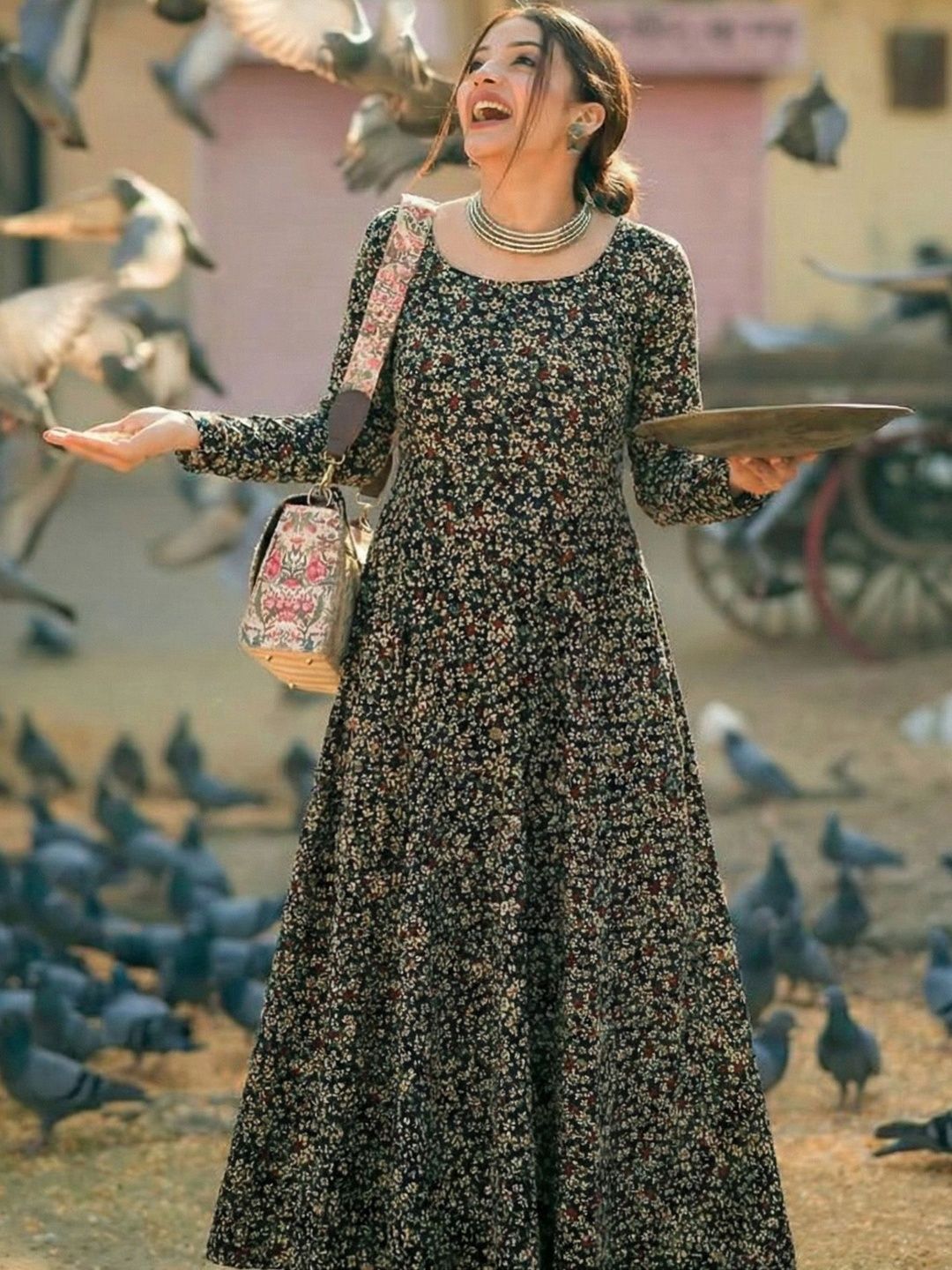 DHAKRE FASHION Floral Print A-Line Maxi Dress