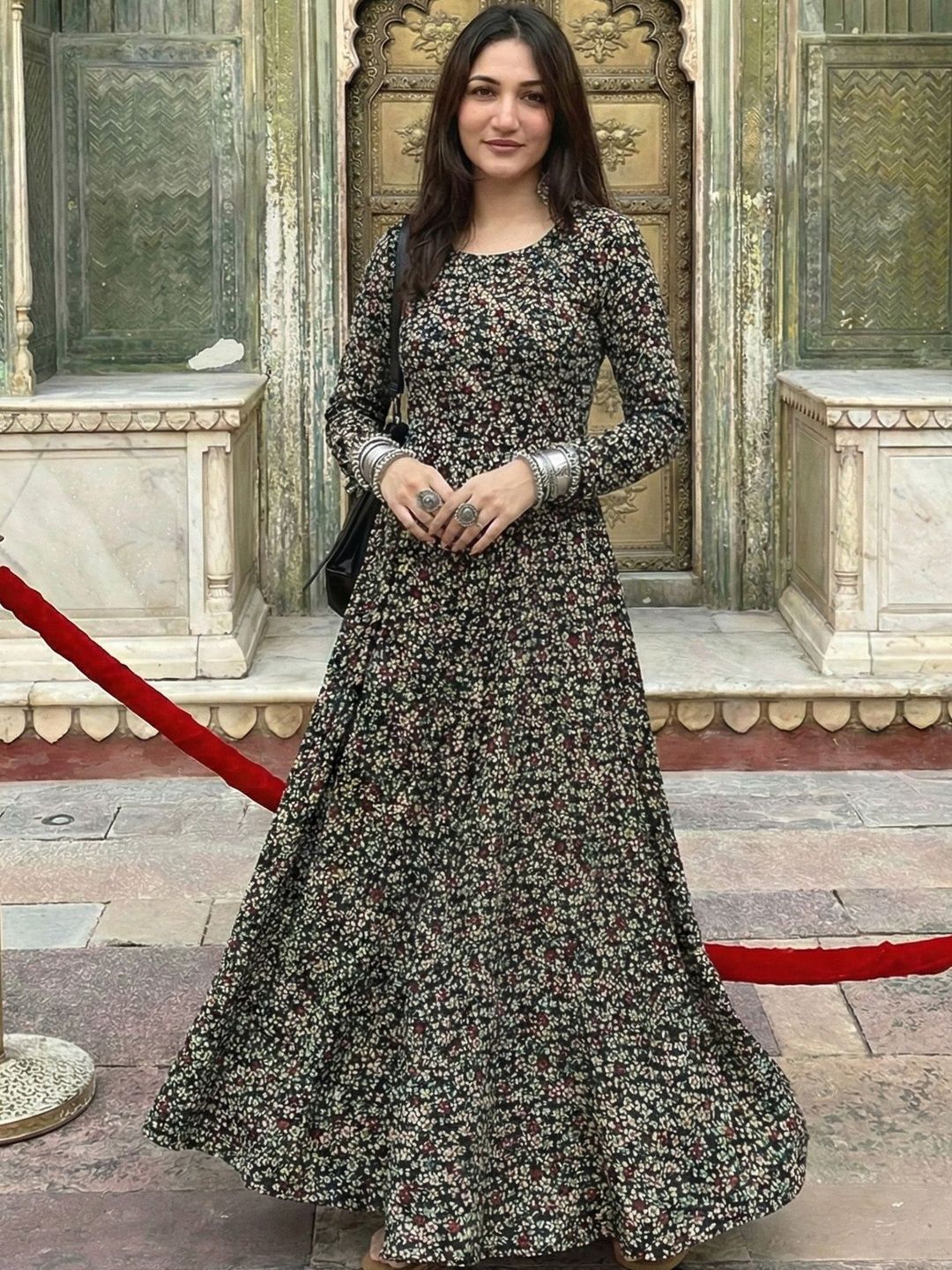 DHAKRE FASHION Floral Print Fit & Flare Maxi Dress