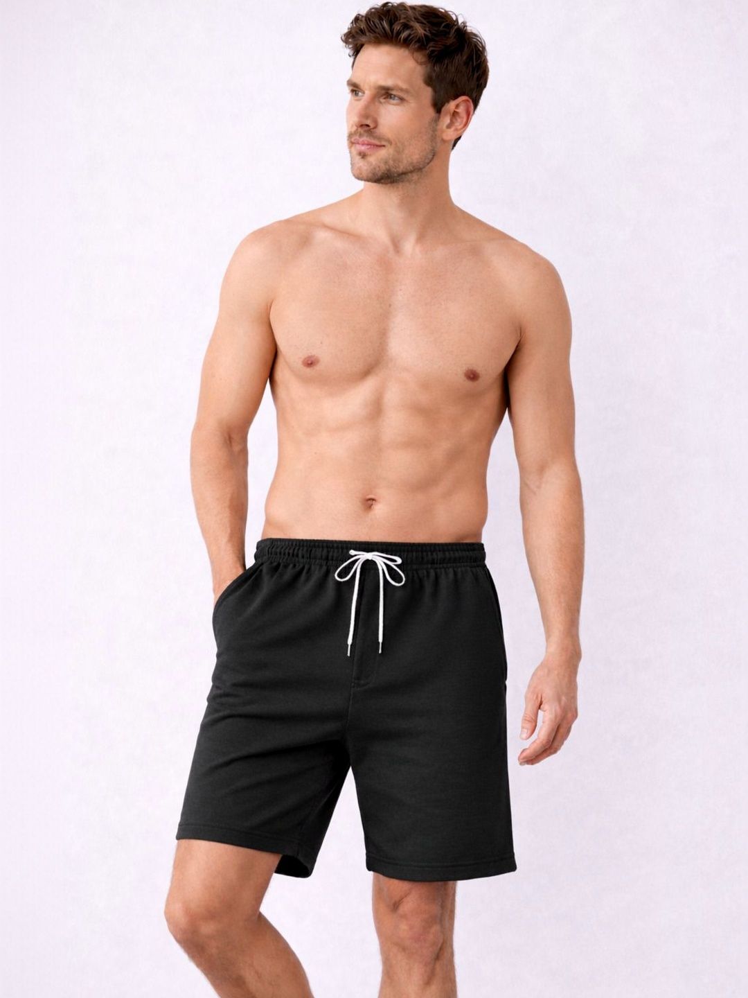 RAHI TRENDZ Black Solid Regular Fit Knee Length Shorts