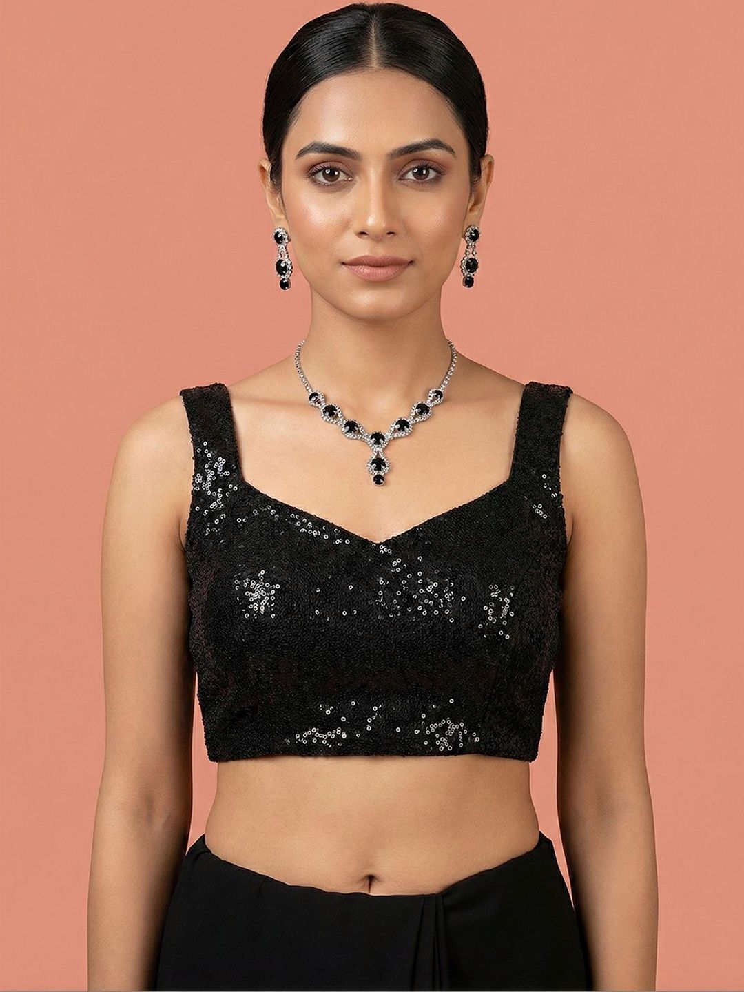 Niraha Silk Blend Embellished Sequinned Saree Blouse