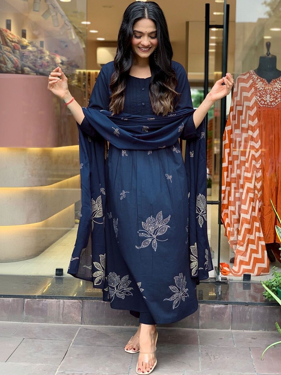 FK FASHION Women Ethnic Motifs Printed Regular Kurta with Trousers & With Dupatta