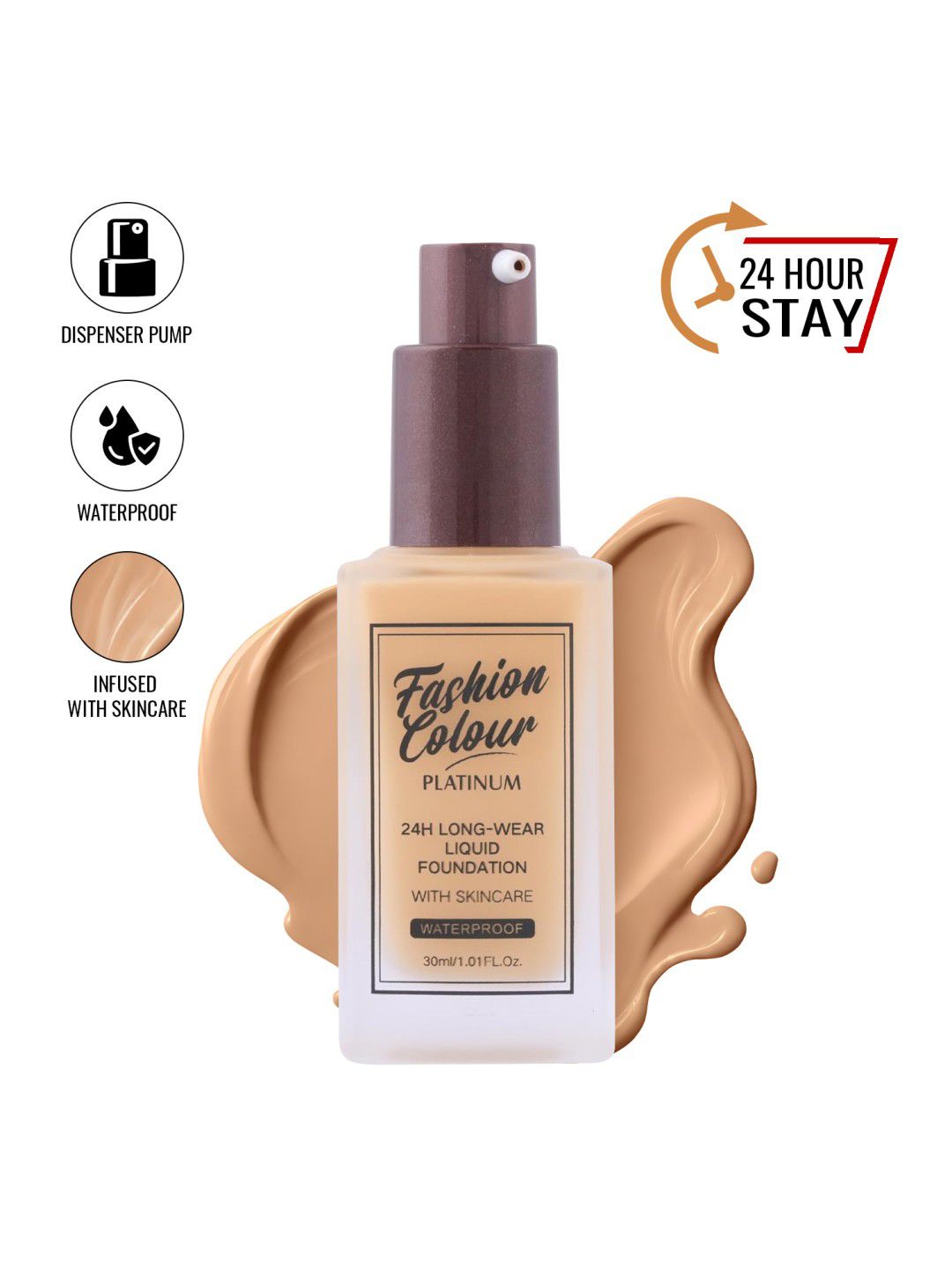 Fashion Colour Platinum 24HR Longwear Matte Liquid Foundation with Skincare 30ml - Ivory
