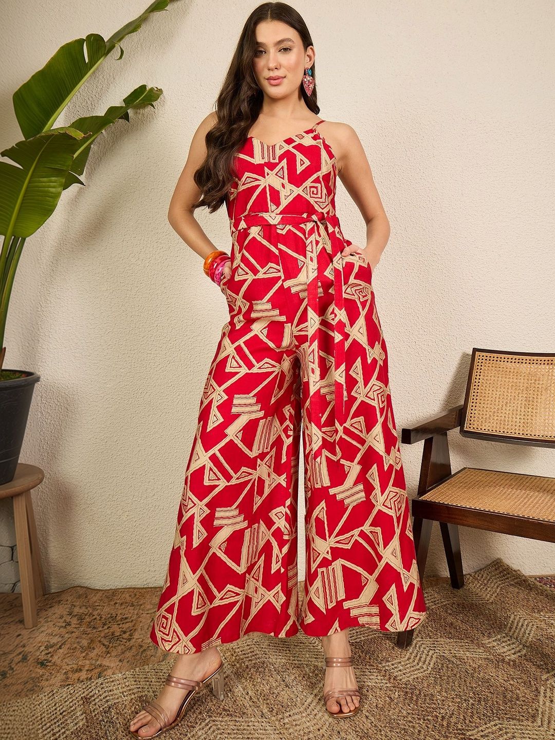 Anouk Modal Blend Printed Basic Jumpsuit