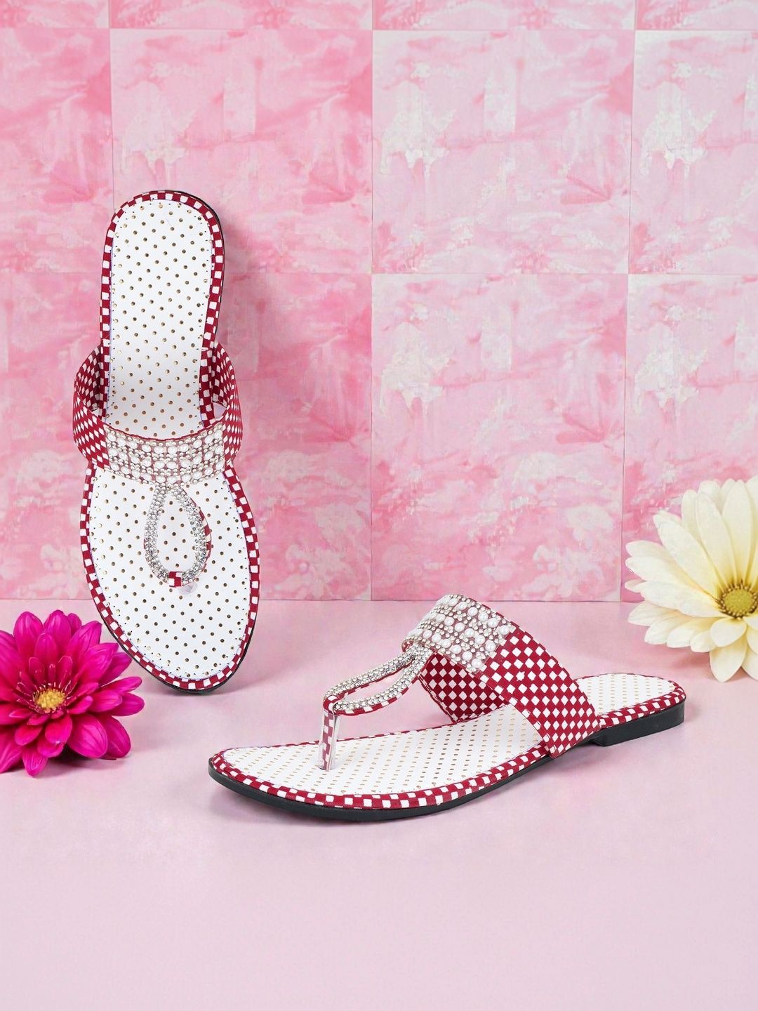 Kapani Fashion Women Printed Open Toe Flats