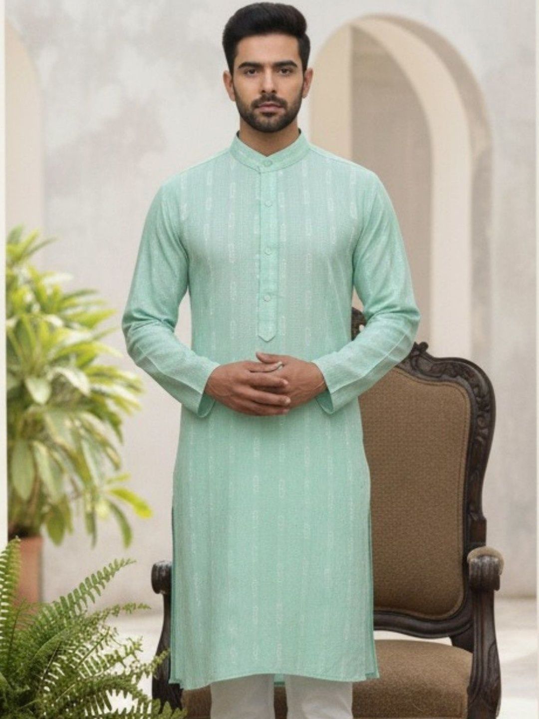 Sypher Boutique Men Printed Khadi Kurta