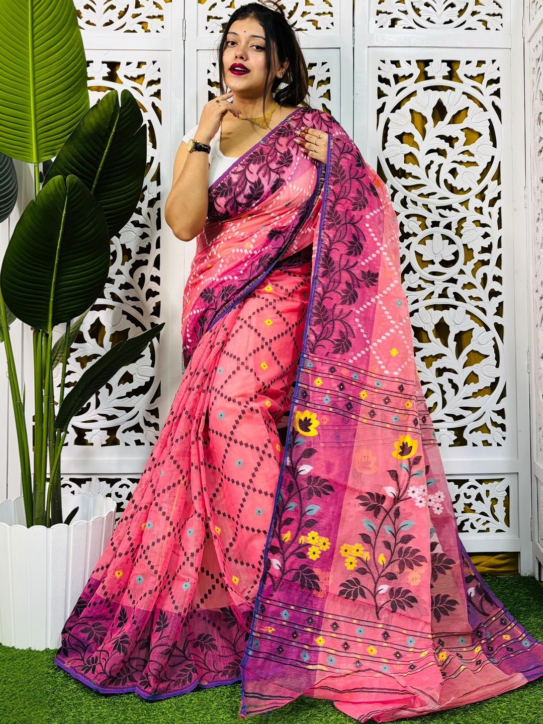 Rnn Saree Ethnic Motifs Embroidered Silk Cotton Jamdani Sarees