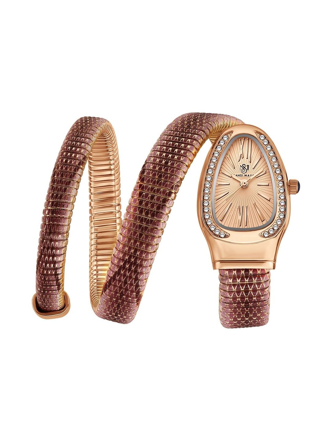 SANSIMAYO Women Dial & Bracelet Style Straps Analogue Watch SM-L-0090-TTRGPB-RG-RG