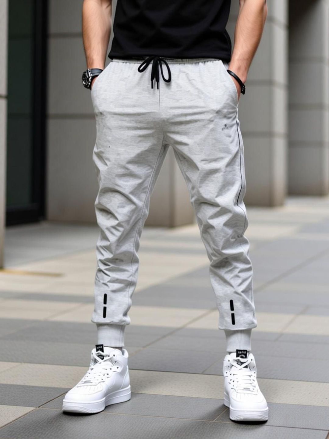Riksaw Men Mid-Rise Drawstring Joggers