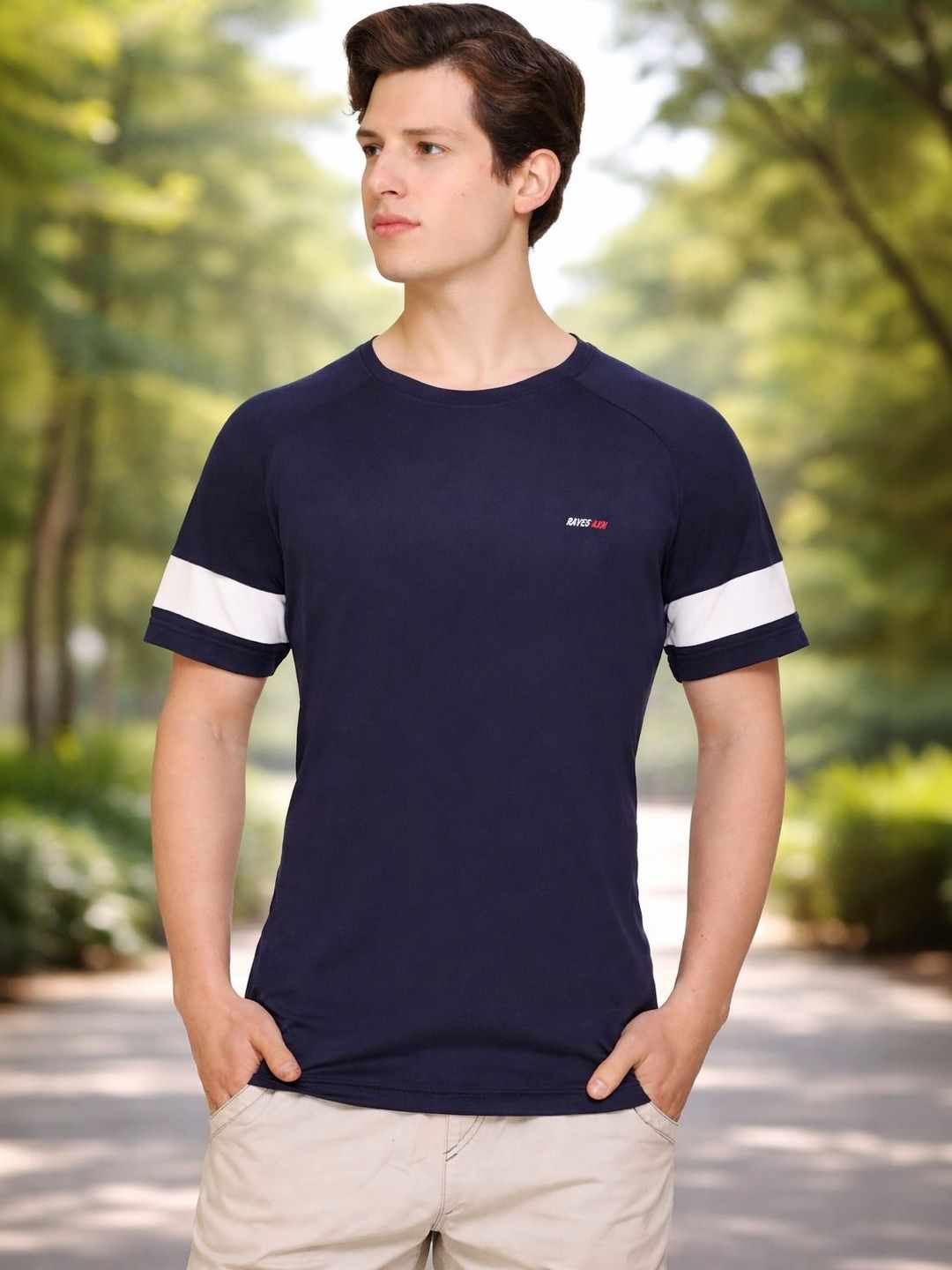 Raves Men Brand Logo Colourblocked Dri-FIT T-shirt