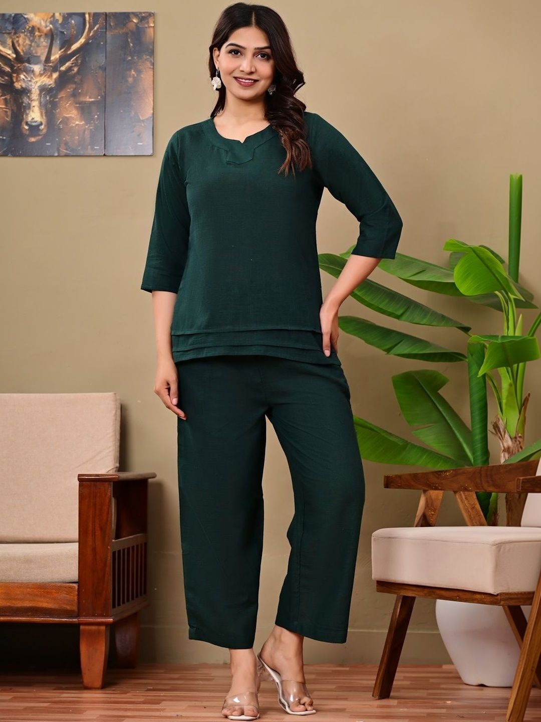 Ramyka Round Neck Tunic & Trousers Co-Ords