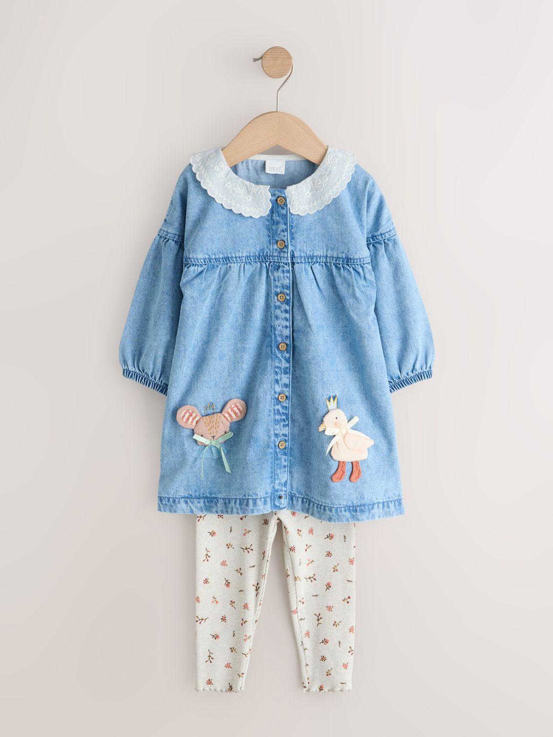 Buy NEXT Girls Pure Cotton Denim Shirt Dress With Leggings -  - Apparel for Girls
